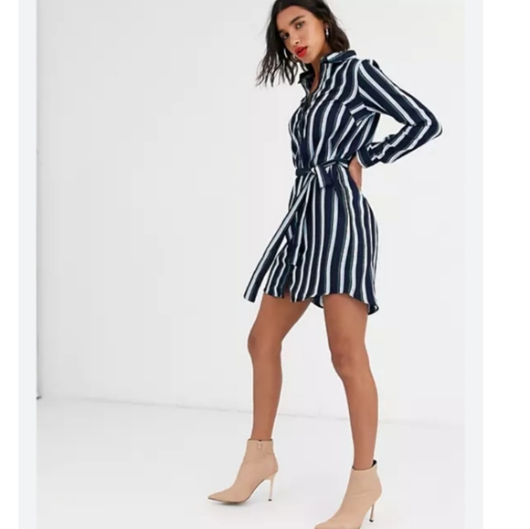 Tommy Hilfger  Women Navy Long Sleeve Striped Shirt Dress Size XXS - Picture 3 of 7